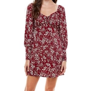 Long sleeved floral sweetheart neckline dress (M)